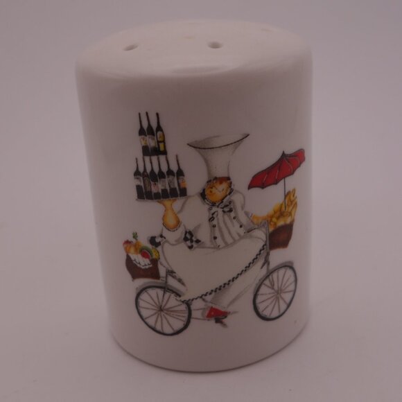 Oneida "Chefs to Go" Salt & Pepper Set featuring a Chef and a Waiter on Bicycle - Picture 10 of 13